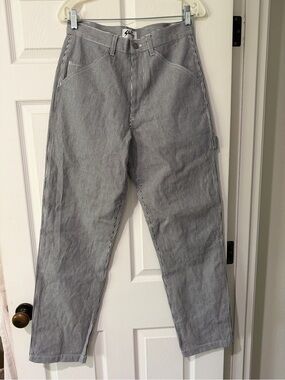 Stan Ray Women's Straight-Leg Pinstripe Pants in Gray and White